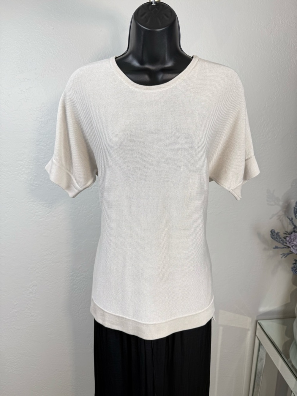 VintageJoan Vass NY Beige Lyocell‎ Knit Top S Minimalist Effortless Clean-girl